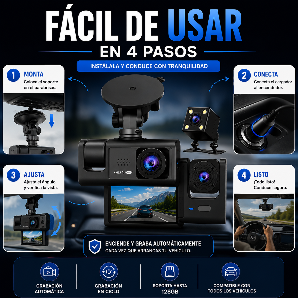 CamCar Pro HD- Graba cada recorrido con más seguridad y control