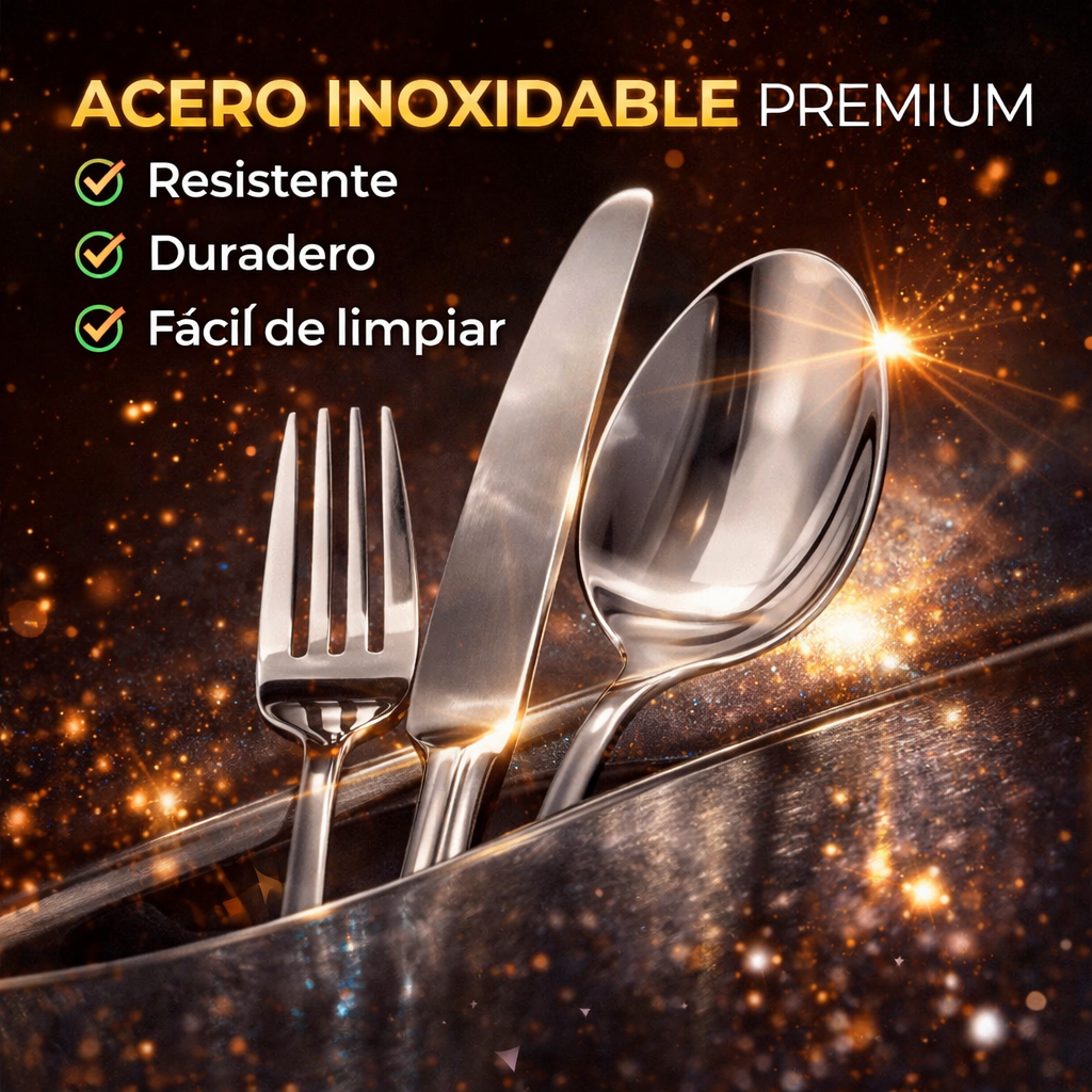 Set de 24 CubiertoS Premium en Acero Inoxidable – Elegancia y Durabilidad para tu Mesa