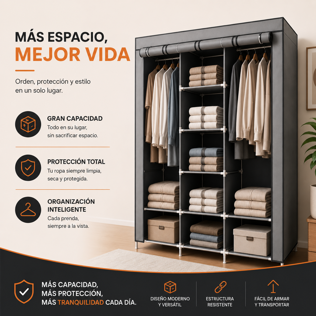 Closet Organizador De Ropa Desarmable 8 Estantes