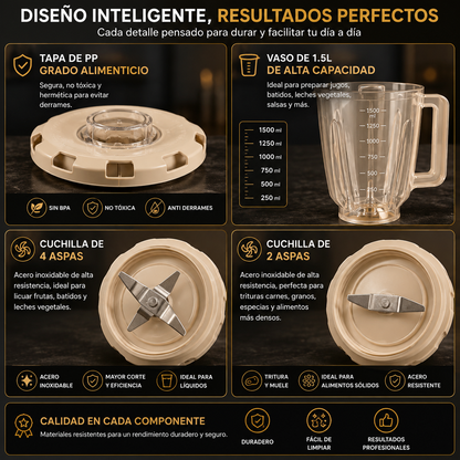 Licuadora TurboMix 2 en 1 Elite - Licúa, Tritura y Mezcla TODO en Segundos ⚡