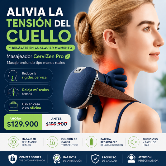 ALIVIA LA TENSIÓN DEL CUELLO Y RELÁJATE EN CUALQUIER MOMENTO- Masajeador CerviZen Pro