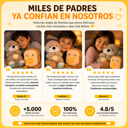 Peluches Dulcesueños™ 2 x 1 -Tu hijo no necesita otra alarma… necesita sentirse seguro al dormir y tranquilo al despertar