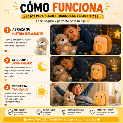 Peluches Dulcesueños™ 2 x 1 -Tu hijo no necesita otra alarma… necesita sentirse seguro al dormir y tranquilo al despertar